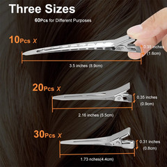 60Pcs Metal Duck Billed Hair Clips for Women Styling Sectioning, Silver Hair Pin