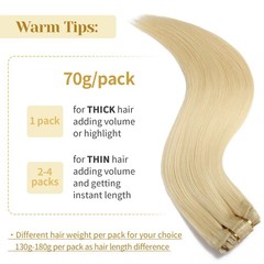 Mocona Clip in Hair Extensions Real Human Hair Bleach Blonde 12 Inch 7pcs 70g Pa