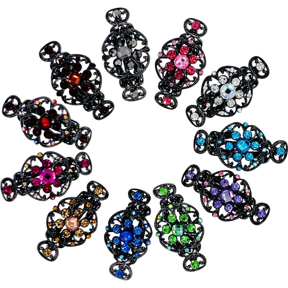 USA MOGHANT Vintage Flower Hair Clip Claw Jaw Hairpin Rhinestone Crystal 11color