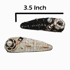 2 pack Hair Clip Hair Stylish Black and White Sea Shell Style Classic Flowers
