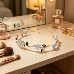 Summer Elegant Floral Hair Hoop, Pearl & Crystal Decor Women’s Daily Headband