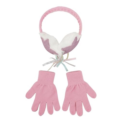 Sparkly Stars 2-Piece Youth Pink Plush Ear Muffs & Gloves Set
