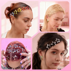100 PCS Colorful Hair Clips, 1.18 Inch Y2K Accessories Star Hair Clips, Non-Slip