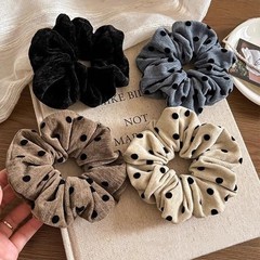 4 PCS Velvet Polka Dots Hair Ties Bands Elastic Scrunchies Ponytail Holders