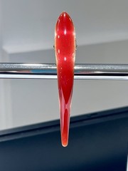 FICCARE Maxima Hair Clip Shiny Luminous Red Coral On Gold- SMALL 3.5 Inch