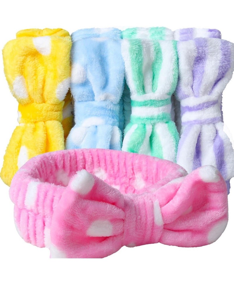 Teenitor Spa Makeup Headband, Bow HeadBands, Microfiber, 6-Pack