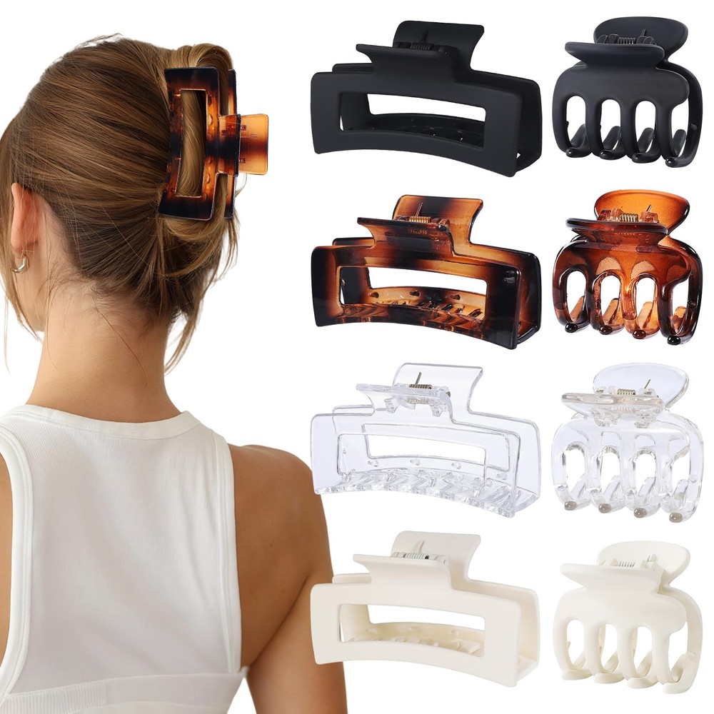 SMKSL Medium Hair Clips for Women 8 Pcs 1 Count (Pack of 8), Transparent