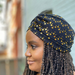 Gold Sequined Hair Turban Hair Cover Bonnet – Multiple Colors – USA seller