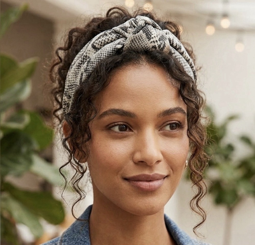 J. Crew Factory Black and Gray Reptile Headband