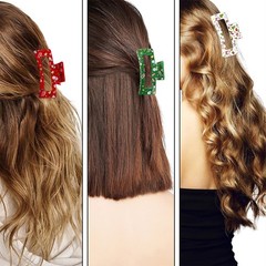 3Pcs Christmas Hair Claw Clips Red White Green 1 Count (Pack of 1), Set 1