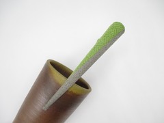 Green Gray Large Kimono Hair Clip, 130mm Long Metal Upcycled Silk Hair Stick