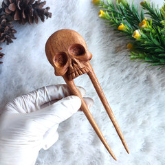 Handmade Gothic Skull hair pin hair stick hair fork | Wooden Hair accessory Gift