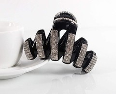 Black Large Fancy Rhinestones Hair Clamp Claw Clips Elegant Crystal Jaw Women