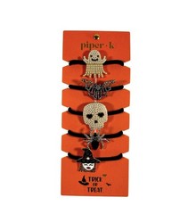 NEW 5 Piper K Halloween Bling Spider Skull Ghost Bat Witch Hair Ties Elastics