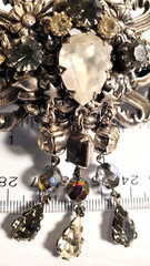 Kirks Folly Dangling Rhinestone Hair Barette Ornate Silvertone with Stars w/Card