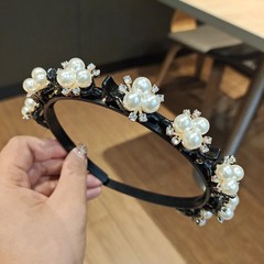 Double Layer Braided Hairbands Plastic Clip Headband Women Punk Pearl Headwear