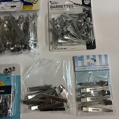 Hair Barrettes And Clips & ContainerLot Of 141 Silver Tone New With/Without Tags