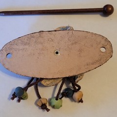 Leather Barrette Hair Clip & Wood Stick Ponytail Holder Flower Woodstick Pony