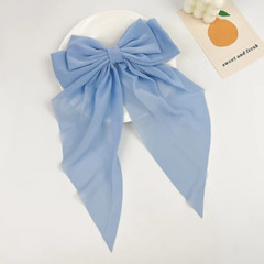 Solid Color Chiffon Ribbon Big Bows Hairpin Spring Clips Hair Accessories for Wo