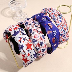 4th Of July Independence Day Headband, with Knotted Wide Edge Red Blue Five-p…