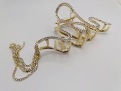 Crystal Hair Clip Rhinestone Large Snake Hair Claw Tassel Chain Flash Clamp Pin