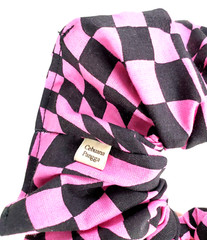 Handmade Women’s Scrunchies size XL Cotton Fabric Pink/Black Racing Check Print