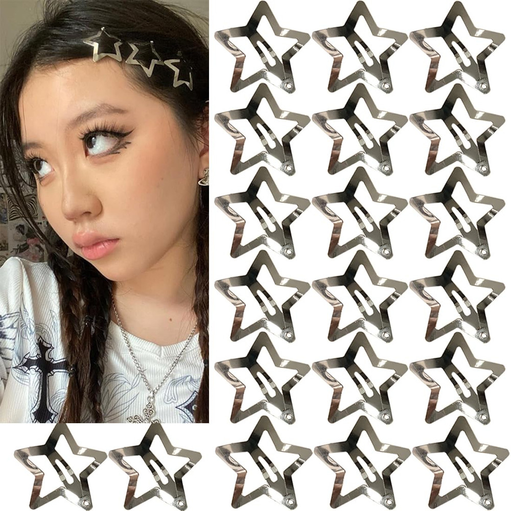 20 PCS 1.22″ Star Hair Accessories – Non-Slip Metal Snap Clips and Barrettes for