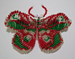 BARRETTE HAND MADE BEADED FRENCH HAIR CLIP HAIR ACCESSORY BUTTERFLY 4″ X 3″
