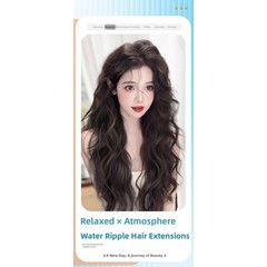 Natural Black Brown V Shaped Water Wave Hair Extensions 45 50 60cm Clip In