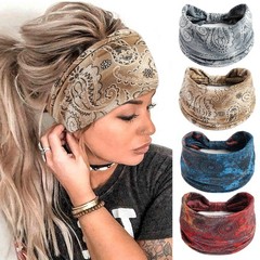 Boho Headbands for Women Fashion Paisley Head Band Floral Wide Headwraps Large A