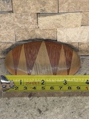 Vtg 80s Hair Clip Barrette Painted WOOD CURVED Oval Spring Clasp 3.25″ X 1.25″
