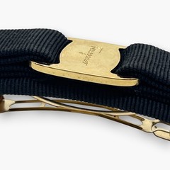 Salvatore Ferragamo Vara Bow Hair Barrette Black Gold Made in Italy