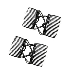 2Pcs Black Adjustable Magic Hair Clip Combs,Stretchy Double Comb Hair Clip,No Cr