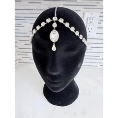 Crystal Bridal Headpiece – Silver Clear Rhinestone Forehead Chain