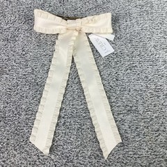 J. Crew Ruffle Ribbon Bow Barrette Hair Clip Accessory Ivory White