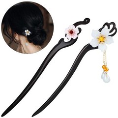 2 Pcs Chinese Hair Sticks Flower Retro Hair Stick Pinwooden Chopsticks with T…