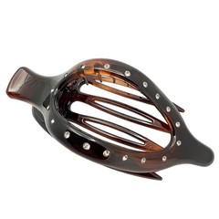 Parcelona French Elite Wide Beak Crystals Tortoise 1 Count (Pack of 1), Brown