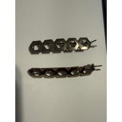 Silver Hexagon Honeycomb Hair Clips Geometric Bobby Pins Set of 2 Minimalist