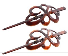Parcelona 2 Tortoise Shell Slide Pin Strong Hold Bun W/ Stick NEW