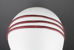 Drk Red thin skinny triple 3-strand faux leather headband hair band narrow bands