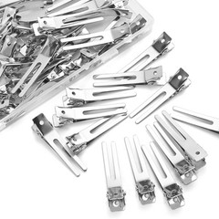 50pcs Metal Double Prong pin Curl Hair Clips for Styling Sectioning,Silver Ha…