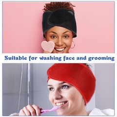 4pcs Mesh Hair Wraps – Adjustable Sleep & Spa Headbands for Women, Black Red Blu