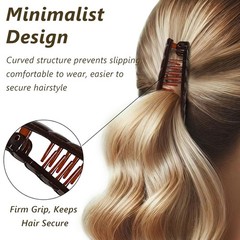 8× Women Clincher Combs Banana Combs Banana Clip Grip Fishtail Fish Hair Clip US