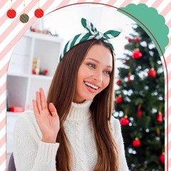 3 PCS Christmas Headbands Women Candy Knotted Striped Rabbit Ear Red Green