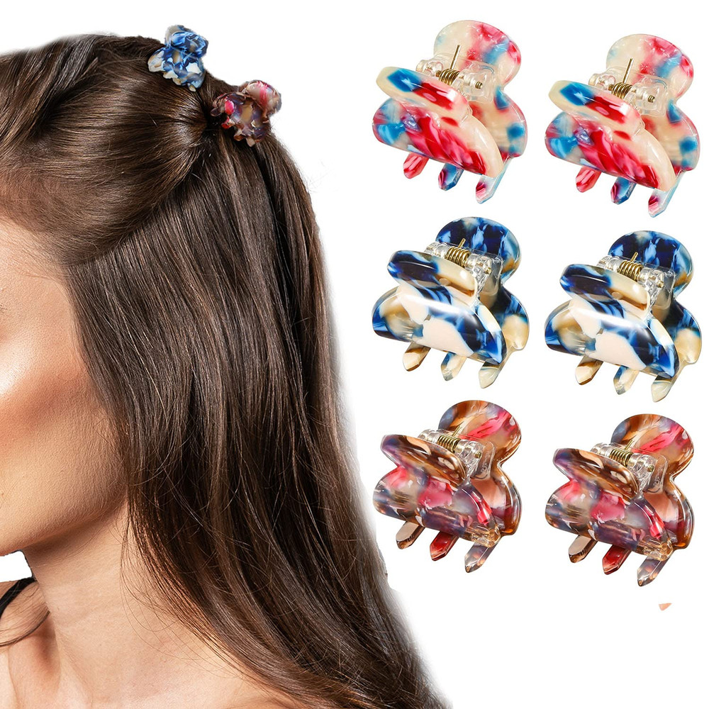 Mini Hair Clips and Hair Claws for Women & Girls – Acrylic Jaw Clamps in Flower