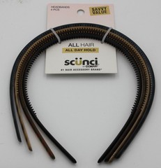 scunci Headbands Womens 4 Pack All Hair All Day Hold Non Slip Thin Black Brown