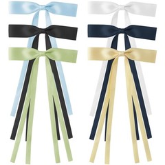 6 Pcs Tassel Hair Ribbon Bow Hair Clips with Long Tail Satin Metal Clips Women