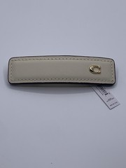 COACH Signature Leather Hair Barrette NWT Dust Bag CV163 Chalk