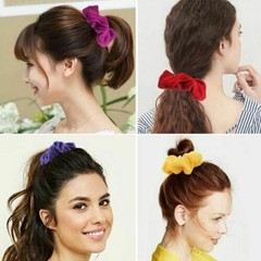 5-100 X Velvet Hair Elastics Women Girl Hair Scrunchies Hair Bands Hair Ties Lot