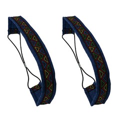 2 Pieces Women Girl Tribal Jean Headwrap Headband w/Elastic 1.1″ Width Accessory